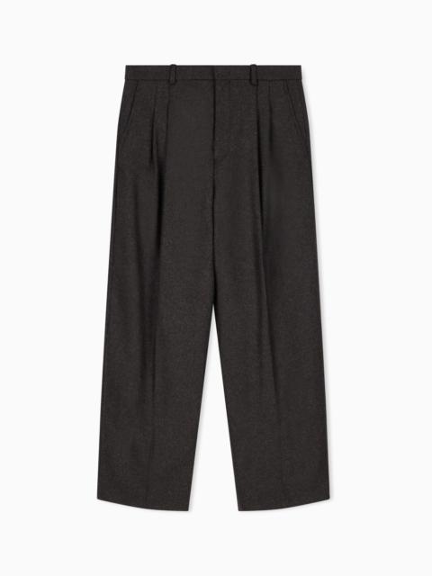 EMPORIO ARMANI TAILORED TROUSERS IN COMPACT WOOL-BLEND FLANNEL
