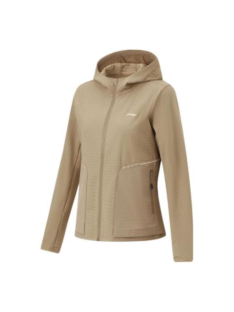 (WMNS) Li-Ning Logo Sports Hooded Windbreaker 'Khaki' AFDT626-2