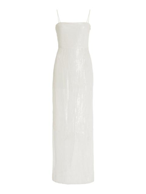 GALVAN Iona Textured Maxi Dress white