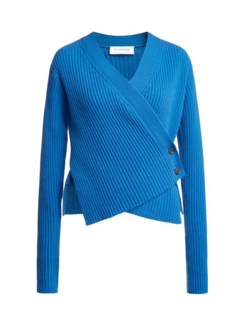 Wrapped Wool-Cashmere Cardigan blue