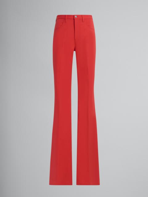 Marni RED FLARED JERSEY TROUSERS
