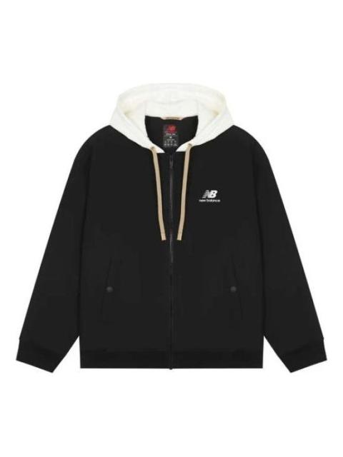 New Balance New Balance Logo Full-Zip Hooded Jacket 'Black White' AMJ23362-BK