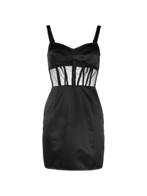 panelled silk-satin corset dress