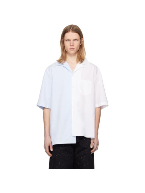 Lanvin Blue & White Bicolor Asymmetric Shirt