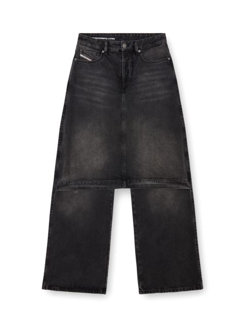 DIESEL◆デニム｜Straight Jeans D-Syren 0cbdg Women's Relaxed Jeans | Black/Dark Grey | Diesel D-Syren