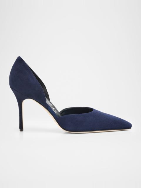 Manolo Blahnik 50mm Maren Suede Pointed-Toe Pumps