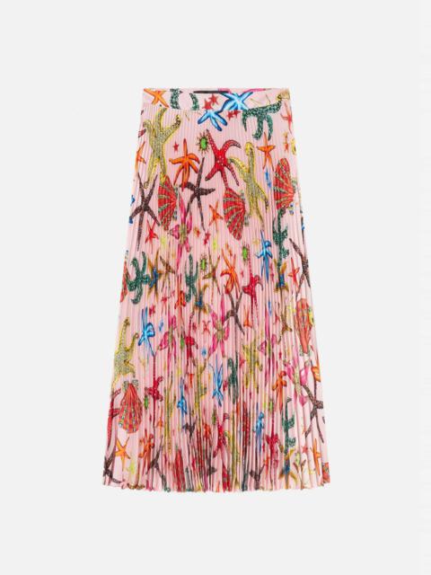 VERSACE Trésor de la Mer Print Pleated Midi Skirt