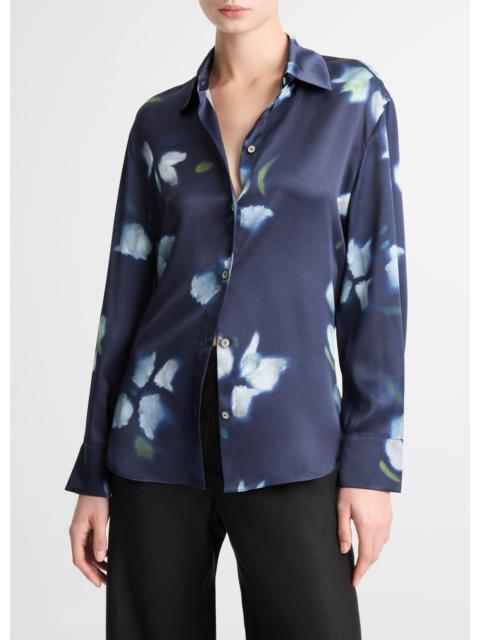 Vince Petal Blur Silk Relaxed Button-Front Shirt