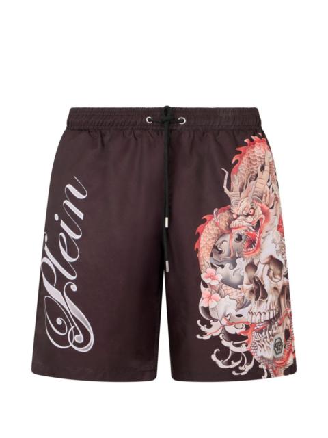 PHILIPP PLEIN drago- print swim shorts