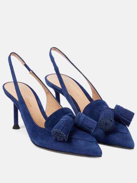 Gianvito Rossi Embellished suede slingback pumps
