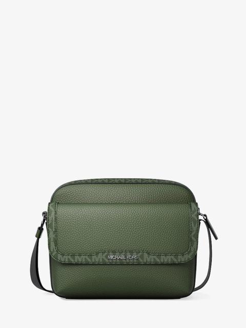 MICHAEL KORS Cooper Medium Pebbled Leather and Signature Logo Camera Crossbody Bag