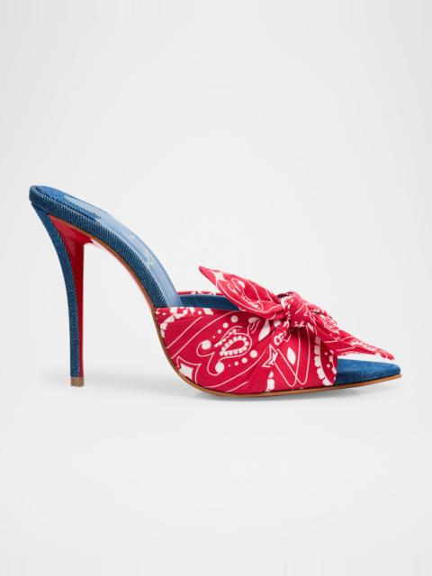 Christian Louboutin Miss Z Denim Bandana Red Sole Mule Pumps