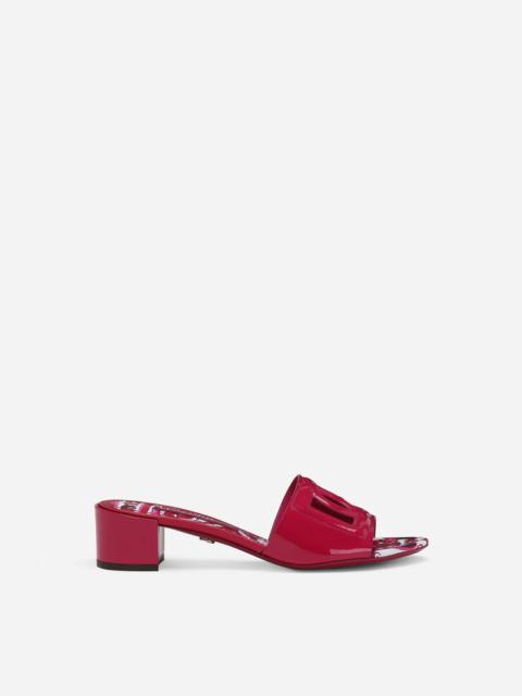 Dolce & Gabbana Patent leather DG mules with cut-out