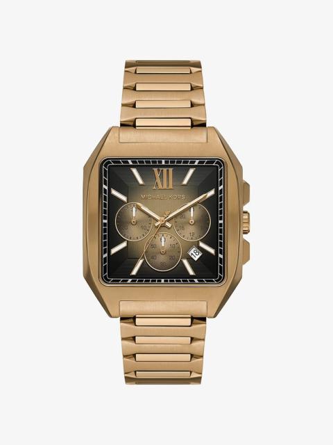 MICHAEL KORS Hayes Oversized Brushed Beige Gold-Tone Sport Watch