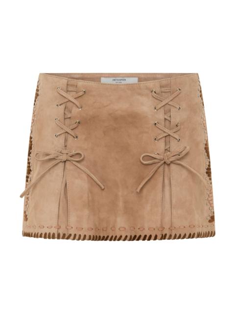 ONE TEASPOON Wild Prairie Suede Mini Skirt - Dusty Pink