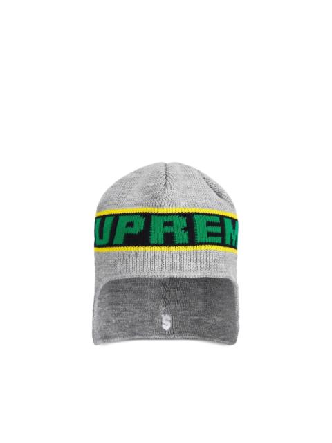 Supreme logo-jacquard ear-flap beanie