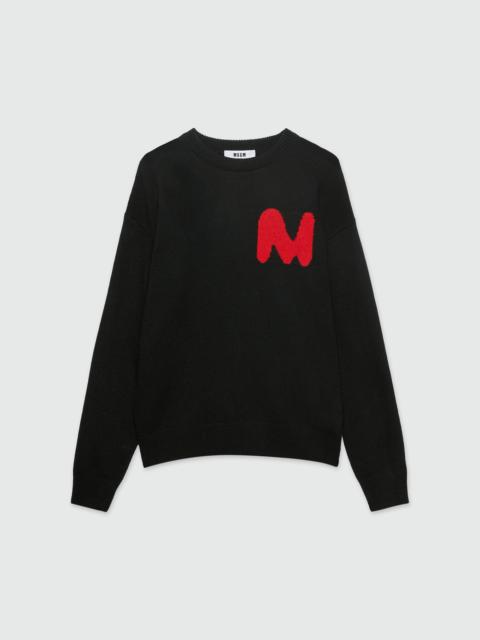MSGM Blended wool shirt with jacquard  "TheMwave"
