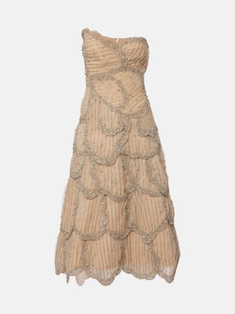 COSTARELLOS Sylvie embellished georgette cocktail dress