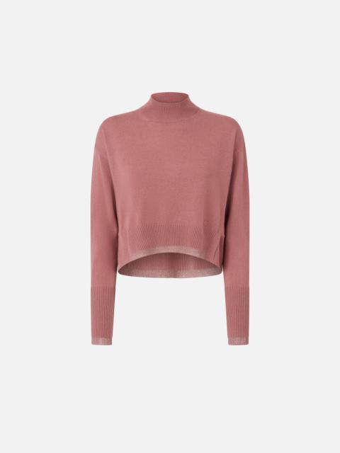 PINKO CASHMERE-BLEND TURTLENECK WITH METALLIC CUFFS