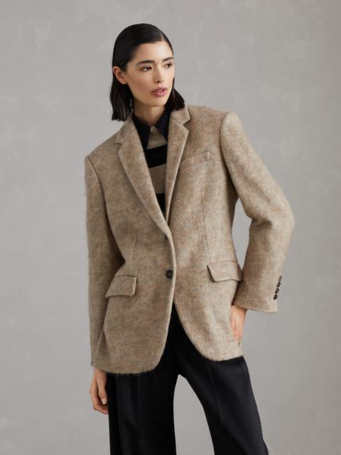 Brunello Cucinelli Mohair, wool and cashmere knit blazer with monili