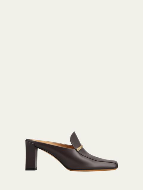 Tod's Cuoio Leather Bar Loafer Mules