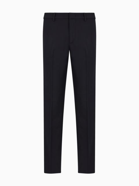 EMPORIO ARMANI Virgin wool-blend chinos with a trouser crease