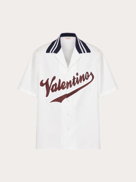 COTTON BOWLING SHIRT WITH VALENTINO PATCH