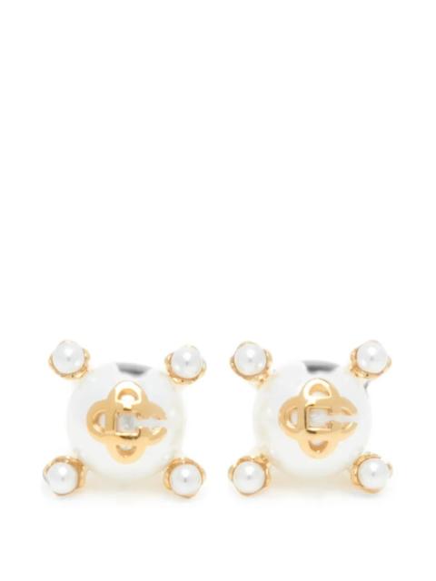 CASABLANCA Earrings Metallic "Lotus" Pearls Stds