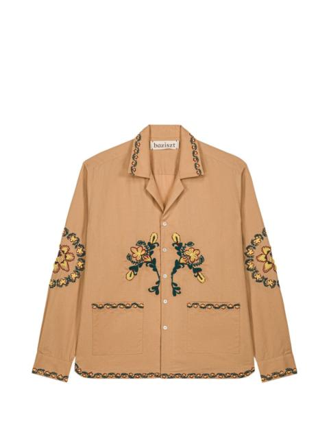 baziszt Nali floral-embroidered pocket shirt