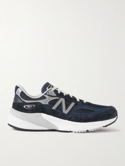 New Balance 990v6 Leather-Trimmed Suede and Mesh Sneakers Navy