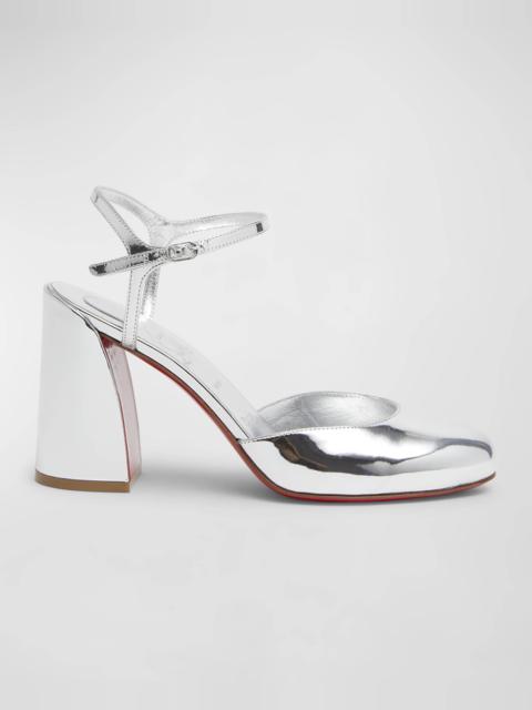 Jane Metallic Red Sole Ankle-Strap Pumps