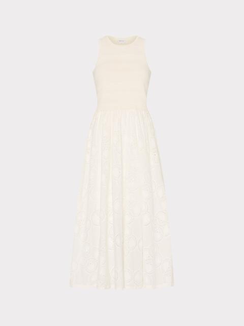 MILLY Geo Eyelet Knit Combo Midi Dress