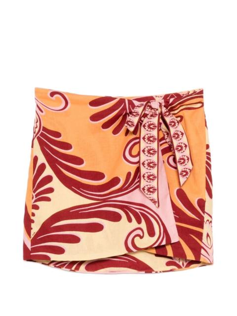 FARM RIO arabesque tie skirt