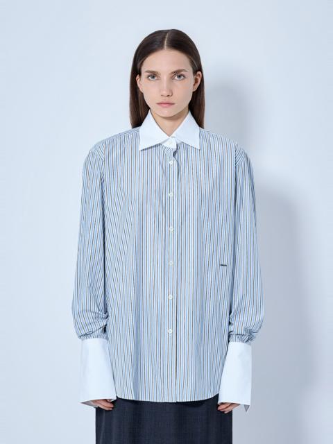 Prada Striped Poplin Long-Sleeved Shirt