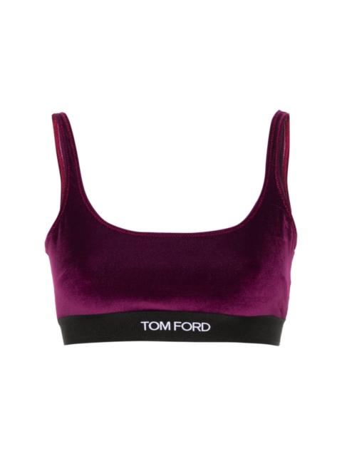 TOM FORD logo-jacquard velvet bralette top