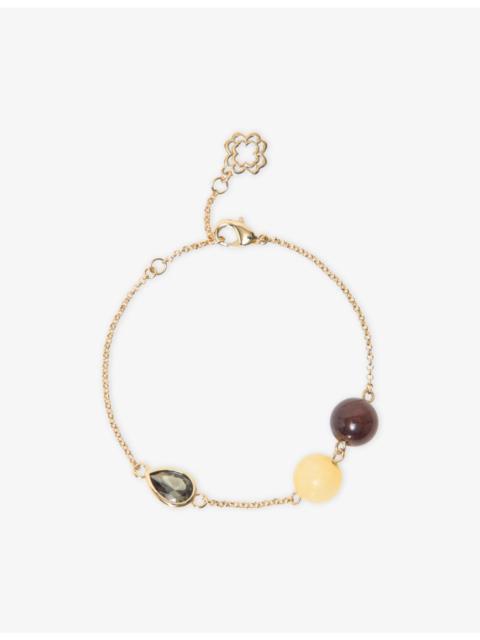 maje Crystal-Embellished Gold-Toned Brass Bracelet