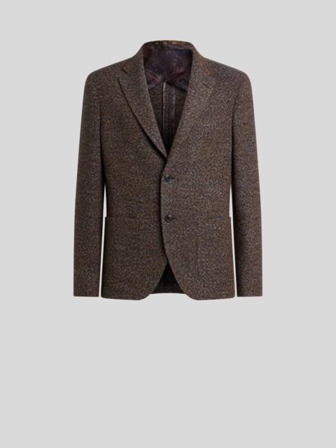 Etro SINGLE-BREASTED WOOL-BLEND BASKETWEAVE JACKET