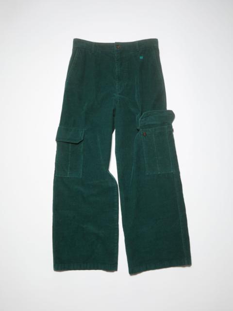 Corduroy cargo trousers - Night green