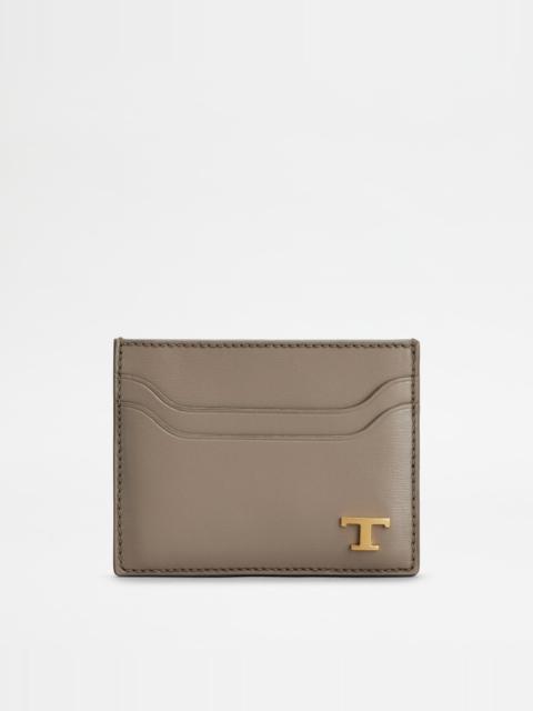 Tod's TOD'S CARD HOLDER IN LEATHER - GREY