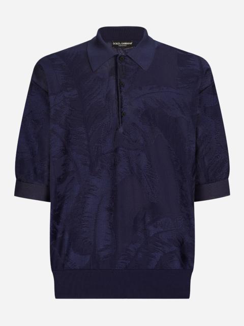 Dolce & Gabbana Oversize short-sleeved silk jacquard polo-shirt