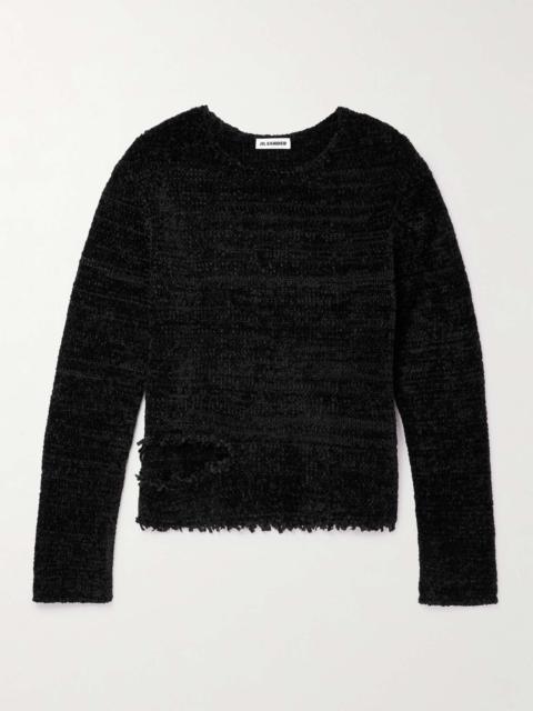 Frayed Distressed Silk and Cotton-Blend Chenille Sweater