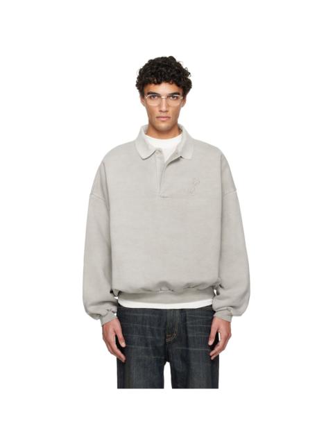 Gray Holiday Embroidered Classic Polo