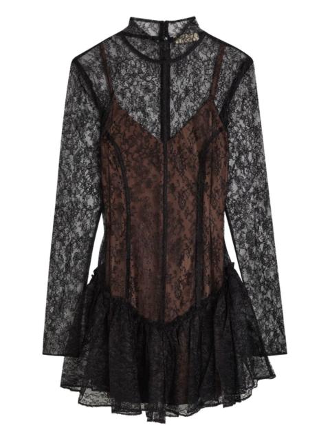 De La Vali Brisa lace ruffled mini dress