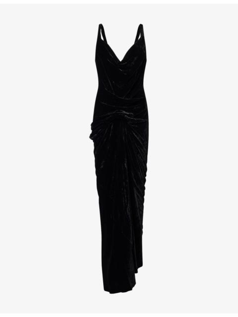Rick Owens Strutter Cowl-Neck Velvet Maxi Dress