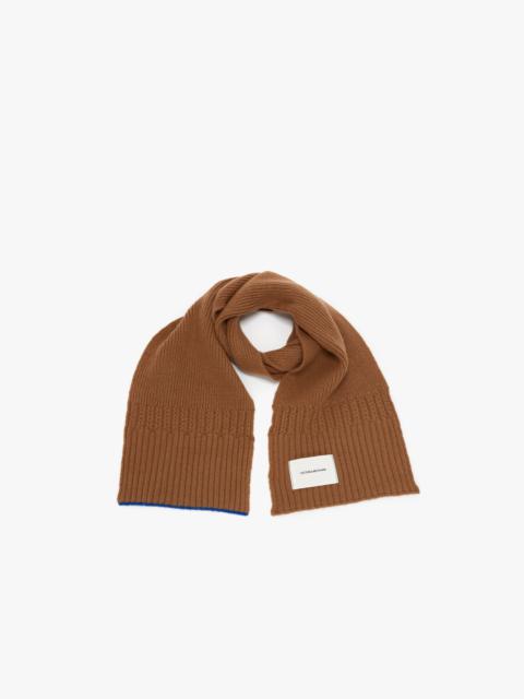 Victoria Beckham Logo Patch Scarf In Camel