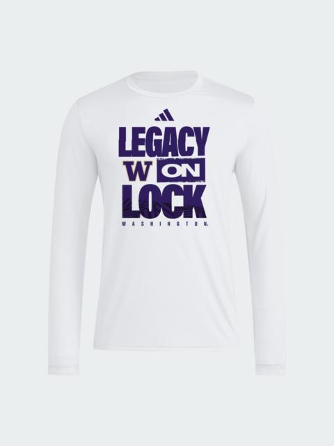 adidas Washington Huskies 2026 Legacy On Lock On-Court Long Sleeve Pregame T-Shirt
