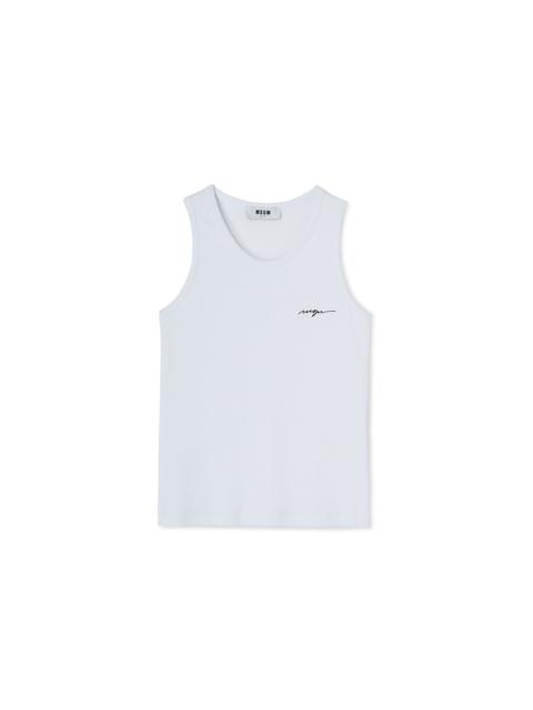 MSGM Ribbed jersey tank top with embroidered cursive logo