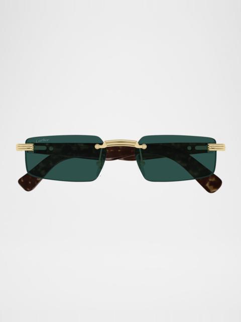 Cartier Men's CT0537SM Metal Rectangle Sunglasses