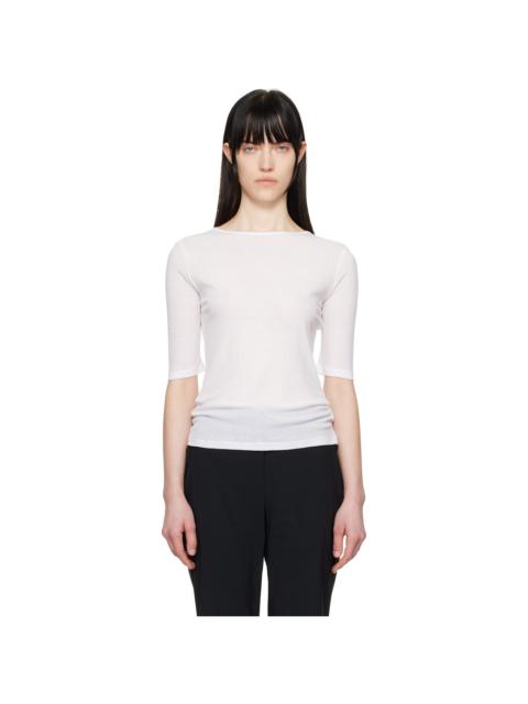 AMOMENTO White Round Short Sleeve T-shirt