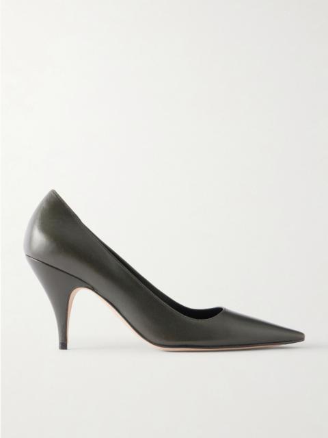 The Row Liisa Three leather pumps Forest green